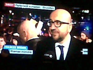 Belgian PM Charles Michel doing a live interview